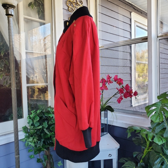 Vintage Gold Lion Button Details Pleated Wool Blend Lined Coat By Herman Kay - Picture 7 of 14